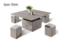 Table basse rectangulaire moderne Maxwell modèle 23 en bois avec plateau relevable et rangement, meuble de salon durable pour usage domestique