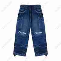 Jeans décontractés droits à braguette boutonnée, style streetwear tendance, effet délavé, pour hommes, personnalisables ODM/OEM, collection 2026, vente chaude