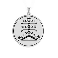 Amulette Ogou Feray Voodoo Veve Symbol Talisman Bijou Amulette Acier Inoxydable Marquage Laser Pendentif Collier