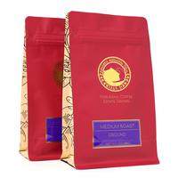 Nouveauté : Sachet d'emballage en plastique personnalisé pour café, pochette à fond plat avec valve, estampage à chaud, sac pour grains de café