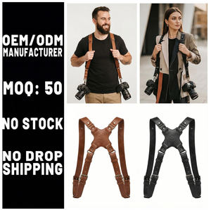 Tali Kamera DSLR Dual <span class=keywords><strong>Harness</strong></span> dari Kulit Vegan Mikrofiber yang Tahan Lama, OEM Menerima Kustomisasi Logo & Warna, dengan Gesper Lepas Cepat - Product Image 1