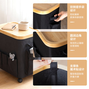 Fabric Wheeled Laundry <b>Basket</b> <b>Rectangle</b> Black And Off White Collapsible Clothing Organizer With Wheels For Bathroom <b>Storage</b> - Product Image 4