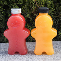 Bouteille jetable en plastique PET épais de 450 ml, carrée, sérigraphiée, avec bouchon à vis, qualité alimentaire, modèle 5 fruits, vente en gros usine