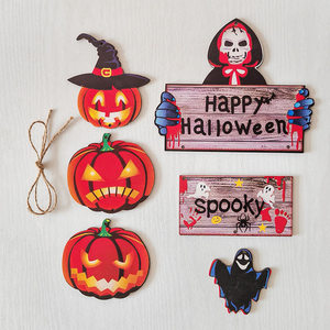 Colgante de madera con forma de murciélago para Halloween, decoración exterior, adorno colgante para puerta o patio, ideal para el día de los muertos. - Product Image 3