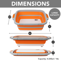 Grande baignoire de préparation pliable de 16 L avec couvercle verrouillable, évier de camping pliable avec passoire, planche à découper, panier de rangement de cuisine