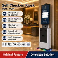 Quiosco de Pago para Registro en Hoteles, Emisor de Tarjetas RFID, Lector de Códigos de Barras, Escáner de Pasaportes, Pantalla Táctil, Reconocimiento Facial, Multimoneda