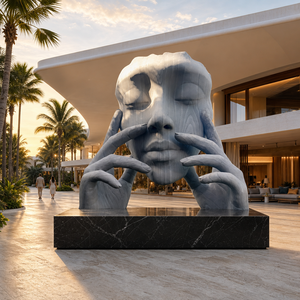 Sculpture Abstraite Personnalisée en Fibre de Verre, Tête et Mains Géantes en FRP pour Installation Artistique dans les Centres Commerciaux, Halls d'Hôtels - Product Image 4