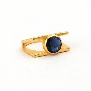 แฮนด์เมด Iolite ควอตซ์รอบอัญมณีสไตล์คลาสสิกแหวนผู้ชายวงเดียวขายส่งเครื่องประดับผู้ผลิตรายการของขวัญที่ทำด้วยมือ - Product Image 1