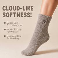 Chaussettes douillettes et chaudes pour la maison, en tricot épais et moelleux, avec nœud brodé, motif pour femme, grande quantité, chaussettes personnalisées