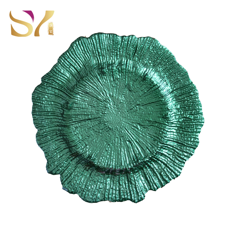 reef turquoise glass charger plate