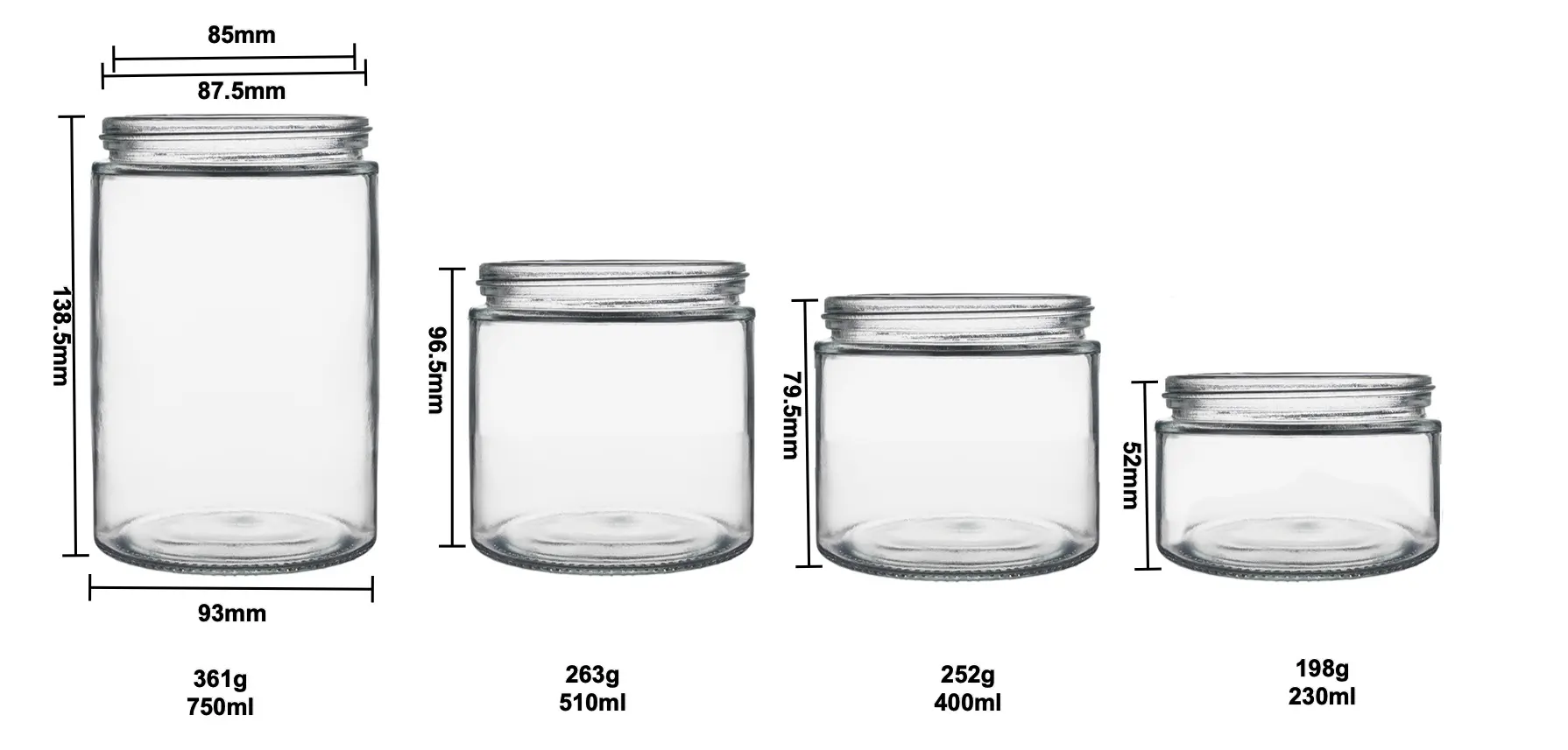 Berlin Packaging Customized Size Wide Mouth Straight Sided Food Storage Jar Clear Round Cream Cosmetic Glass Jar