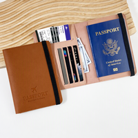Portefeuille de voyage en PU tendance avec sangle pour voyage, porte-passeport en cuir PU grande capacité, logo personnalisé, cadeaux promotionnels pour entreprises