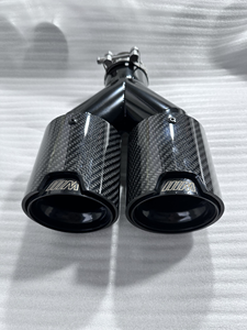 Puntas de escape universales de fibra de carbono M Performance con silenciador doble de 89 mm para BMW Abarth Series, acero inoxidable pulido a espejo - Product Image 3