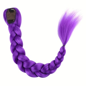 Perruque queue de cheval tressée Rumi Purple, 66 cm, 170 g, à clipser, en cheveux synthétiques résistants à la chaleur, sans colle, pour cosplay - Product Image 1
