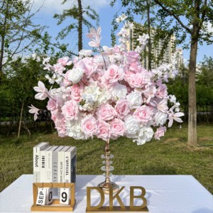 Haute qualité 60cm blanc et rose Bouquet de mariage artificiel Style moderne boule de fleur en soie centres de table pour les décorations - Product Image 1