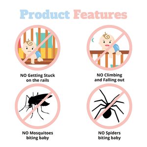 Unisex Xách Tay Trẻ Sơ Sinh Giường Cũi Lều Dệt Kim Vải Polyester Tán Giường Màn Muỗi Với Lụa Điền In Mô Hình Ngoài Trời Sử Dụng Trẻ Em - Product Image 4