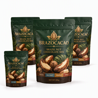 Sachet personnalisé à fond plat en amande, saupoudré de cacao, mat, refermable, hermétique, pour bonbons, avec fermeture éclair, type pochette stand-up