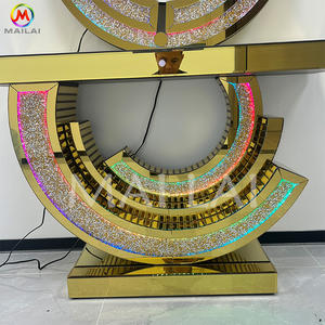 Table console en diamant miroir doré LED <span class=keywords><strong>pour</strong></span> salon, hôtel, mariage - Product Image 6