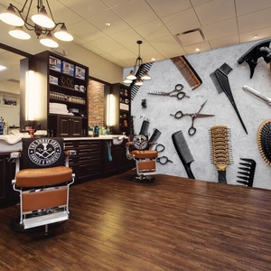 Style moderne Peel Stick Wall Art pour <span class=keywords><strong>salon</strong></span> de coiffure abstrait imprimé étanche antistatique amovible <span class=keywords><strong>papier</strong></span> <span class=keywords><strong>peint</strong></span> Design pour centre commercial - Product Image 2