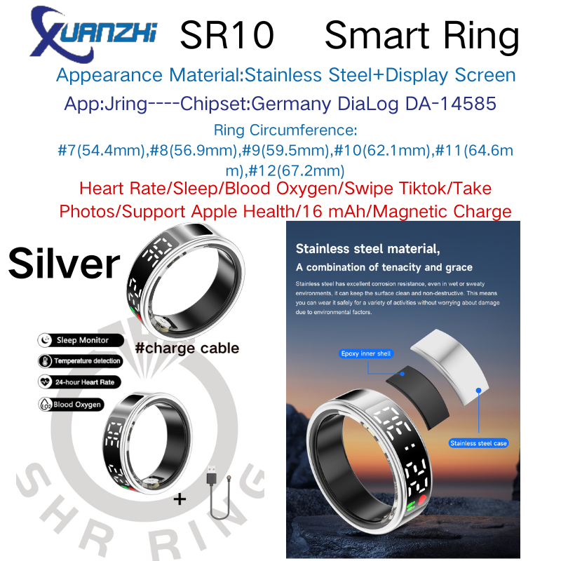 Xuanzhi-SR10-health-sleep-itness-smart-screen-display Argent