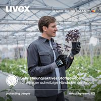 Gants de travail unisexes Uvex Phynomic XG - Extensibles et résistants à l'abrasion - Mousse Aqua-Polymer Xtra Grip (Lot de 5)