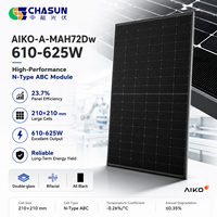 Panneaux solaires bifaciaux en verre double de type N TOPCon AIKO 610-625W, entièrement noirs, Tier 1, 23,7 % d'efficacité, demi-cellules, garantie 25 ans, pour la maison