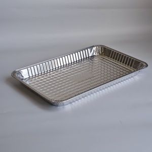 Confezione da 25 Vaschette in Alluminio Grandi 21x13 Pollici, 3 Misure, Vassoi Monouso per Alimenti con Coperchio in Alluminio - Product Image 1