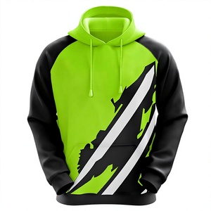 Sweat à capuche unisexe vert et noir à manches raglan, imprimé par sublimation, coupe décontractée, en polyester tricoté, style hiver, coupe-vent - Product Image 1