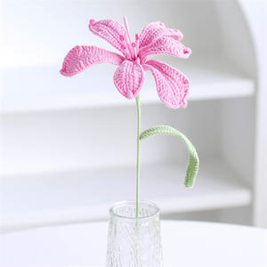 Nouvelles fleurs artificielles en coton faites à la main, crochet, alstroémera, bouquet de lys péruviens tricotés, décoration d'intérieur, cadeaux de Noël, fleurs au crochet - Product Image 5