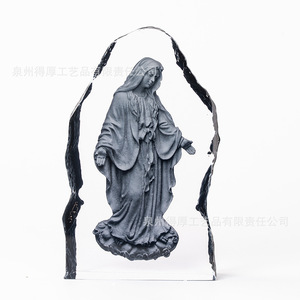 Sculpture en relief en pierre naturelle Jésus Marie Enfant Art mural 3D Style européen Décoration intérieure - Product Image 3