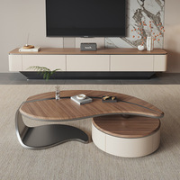 Juego de Mesa de Centro y Mueble para TV de Estilo Nuevo Personalizado, con Diseño de Hoja Irregular de Piedra, Estilo Chino Moderno, Cajones de Lujo Ligero, para Sala de Estar, Transfronterizo