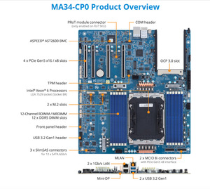 Placa Base para Servidor ATX de un Solo Socket MA34-CP0, Serie Xeon 6900, DDR5, PCIe 5.0, Nueva Plataforma para Centros de Datos Empresariales, MA34 CP0 AMD - Product Image 3