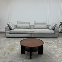 Canapé d'angle minimaliste italien en coton et lin rayé, avec rembourrage en éponge, amovible et lavable, pour salon