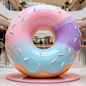Estatua de Donut <span class=keywords><strong>Gigante</strong></span> de Fibra de Vidrio Pintada a <span class=keywords><strong>Mano</strong></span>, Personalizada con Color y Logotipo, para Decoración de Tiendas al Aire Libre - Product Image 1