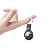 Étui en cuir PU pour AirTag compatible avec le localisateur AirTag, étui de protection pour tracker anti-perte, couleur unie minimaliste en PU