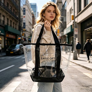 Sac fourre-tout à double poignée personnalisable, transparent, imperméable, pour sac promotionnel en PVC - Product Image 3