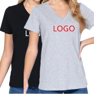 T-shirt épais 100% coton pour femmes, haut uni, Vintage, avec Logo personnalisable, grande taille