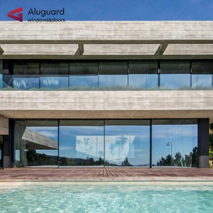 Porte coulissante professionnelle à <span class=keywords><strong>double</strong></span> panneau de verre avec cadre mince en aluminium avec boîtier de porte pour entrée de villa pour intérieur de jardin - Product Image 3