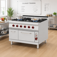Cuisinière professionnelle en acier inoxydable à 6 brûleurs, cuisinière à gaz de luxe pour restaurant, avec four et armoire, équipement de cuisine