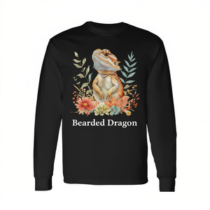 T-shirt à manches longues pour amoureux des reptiles, dragon barbu, motif floral, nature, lézard - Product Image 2