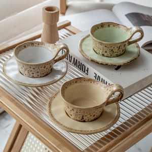 Juego de taza y platillo de café Maillard con asa redonda, color sólido, para uso en el té de la tarde - Product Image 3