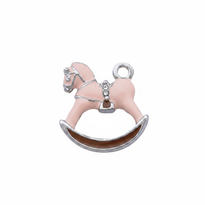 CHARM Caballo Balancín Chapado en Oro 18K, Estilo Religioso y Adorable, Joyería de Cobre y Cristal con Diamantes - Product Image 2