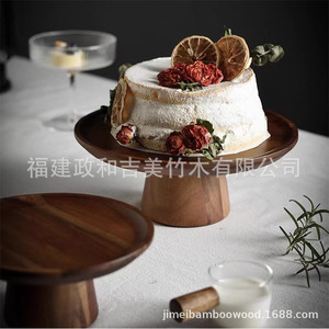 Acacia Wood Cake Stand 30x30x12cm Eco Friendly Dessert Display <b>Rack</b> Home Fruit <b>Plate</b> - Product Image 2