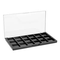 Palette de fards à paupières noire vide 18 couleurs en gros, fournisseur, couvercle transparent, conteneur compact DIY pour poudre de maquillage et blush