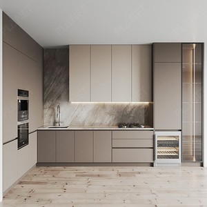 High Gloss Kitchen Cabinet <strong>Grey</strong> Base Cabinet and White Wall Cabinet Plywood Carcass Custom Marble Countertop Kitchen <strong>Cupboards</strong> - Product Image 2