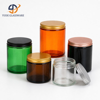 Ventes en gros de pots à bougies en verre coloré avec couvercles, contenants à bougies teintés ambre pour la fabrication de bougies parfumées, logo personnalisé OEM