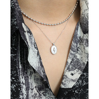Collar Geométrico de Plata de Ley S925 con Diseño de Tulipán Ovalado para Niñas