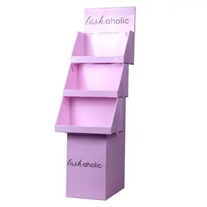 Горячая продажа гофрированный картон картонный напольный дисплей стенд косметический макияж дисплей