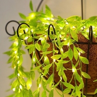 TSINYE Guirlande lumineuse en rotin à feuilles vertes de 2 m avec 20 lumières, éclairage fantaisie pour cour, intérieur, rideau, extérieur, maison