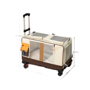 Sac de transport portable à roulettes deux en un pour animaux de compagnie Sac à dos pliable pour poussette de chat Étui de voyage Ensemble de transport multifonctionnel pour animaux de compagnie - Product Image 1